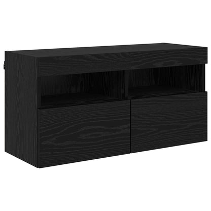 TV Wall Units with LED with LED 5 pcs Black Oak 80 x 30 x 40 cm