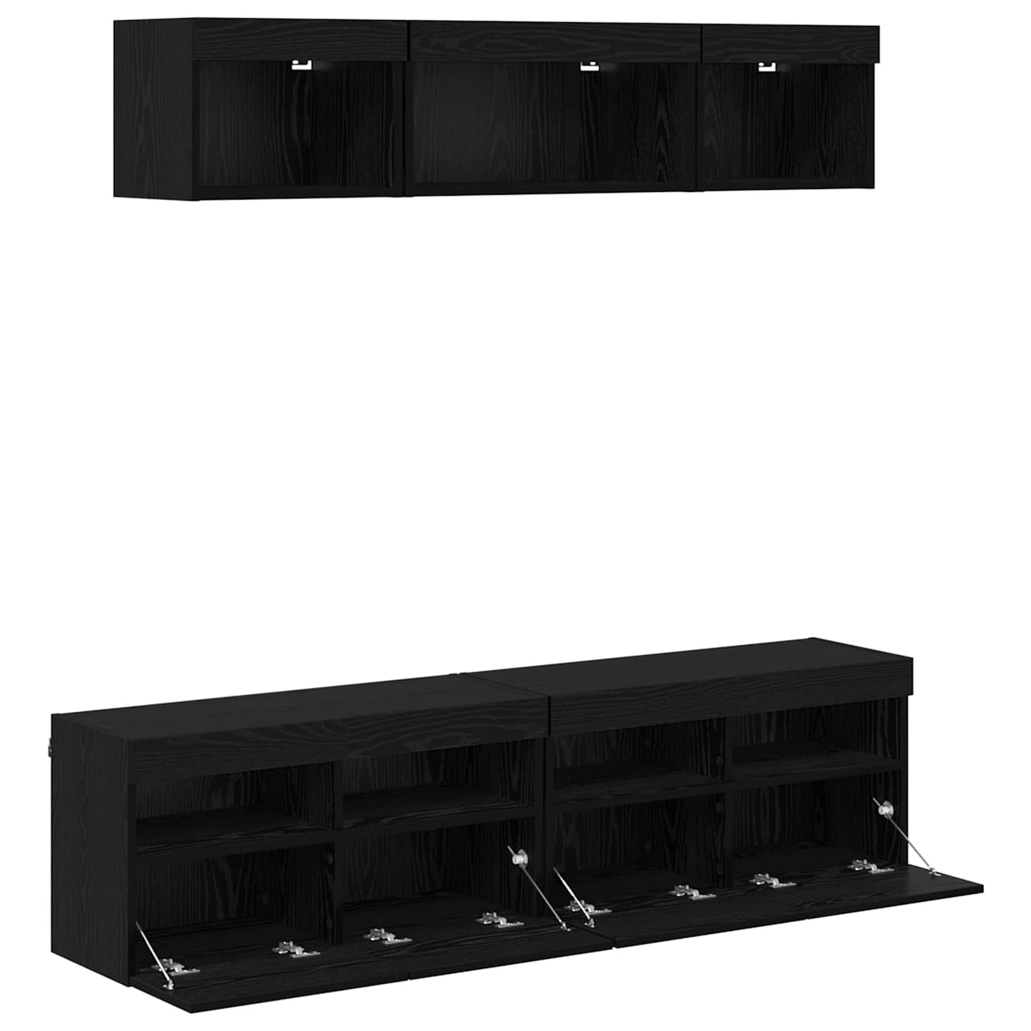 TV Wall Units with LED with LED 5 pcs Black Oak 80 x 30 x 40 cm