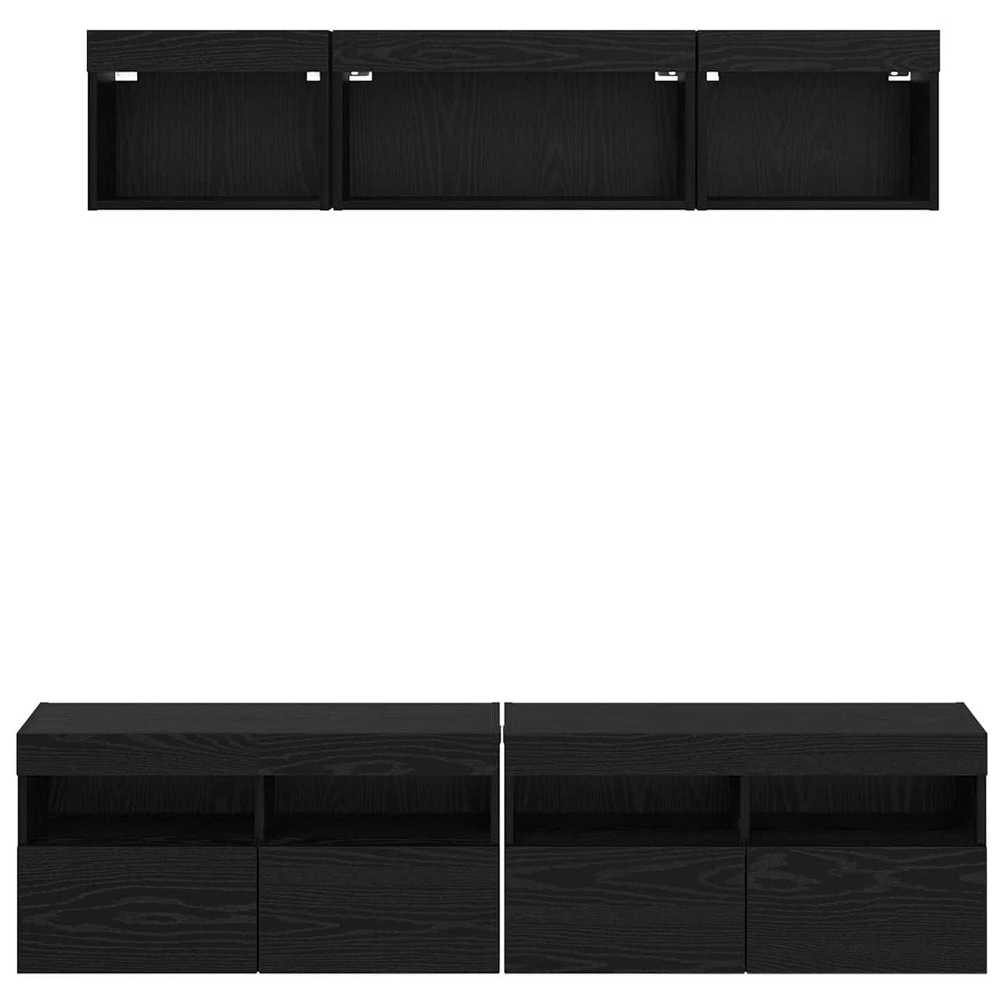 TV Wall Units with LED with LED 5 pcs Black Oak 80 x 30 x 40 cm