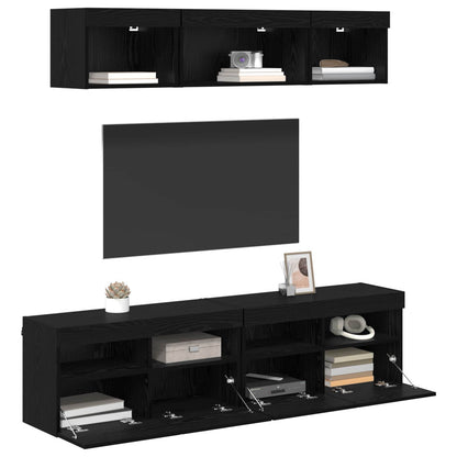 TV Wall Units with LED with LED 5 pcs Black Oak 80 x 30 x 40 cm
