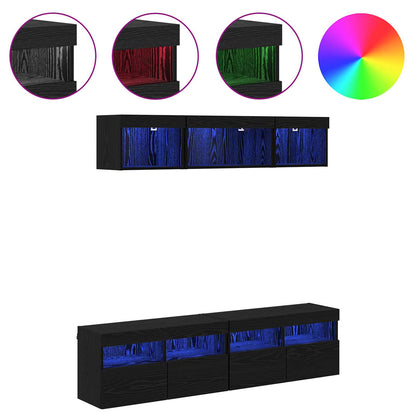 TV Wall Units with LED with LED 5 pcs Black Oak 80 x 30 x 40 cm