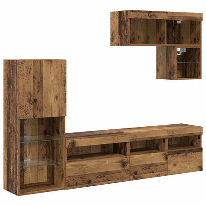 TV Wall Units Wall-mounted 6 pcs Old Wood Engineered Wood