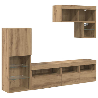 TV Wall Units Wall-mounted 6 pcs Artisan Oak Engineered Wood