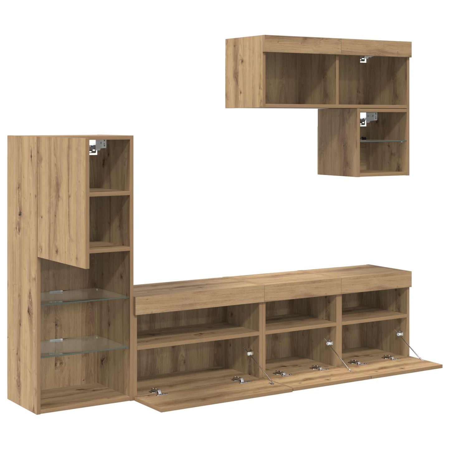TV Wall Units Wall-mounted 6 pcs Artisan Oak Engineered Wood