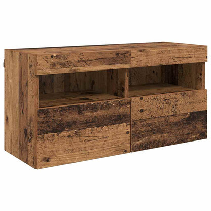 TV Wall Units with LED Old Wood Engineered Wood