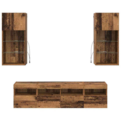 TV Wall Units with LED Old Wood Engineered Wood
