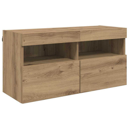 TV Wall Units with LED Artisan Oak Engineered Wood