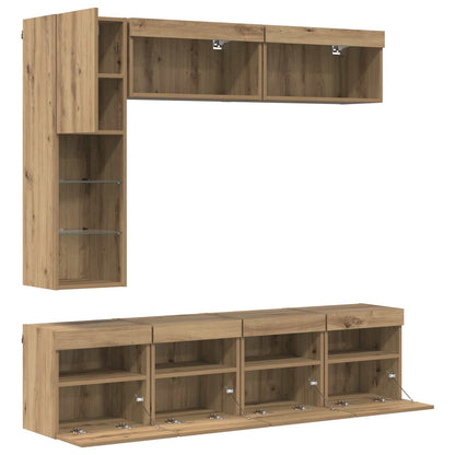 TV Cabinet with LED 7 pcs Artisan Oak Engineered Wood