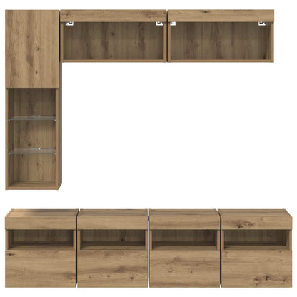 TV Cabinet with LED 7 pcs Artisan Oak Engineered Wood