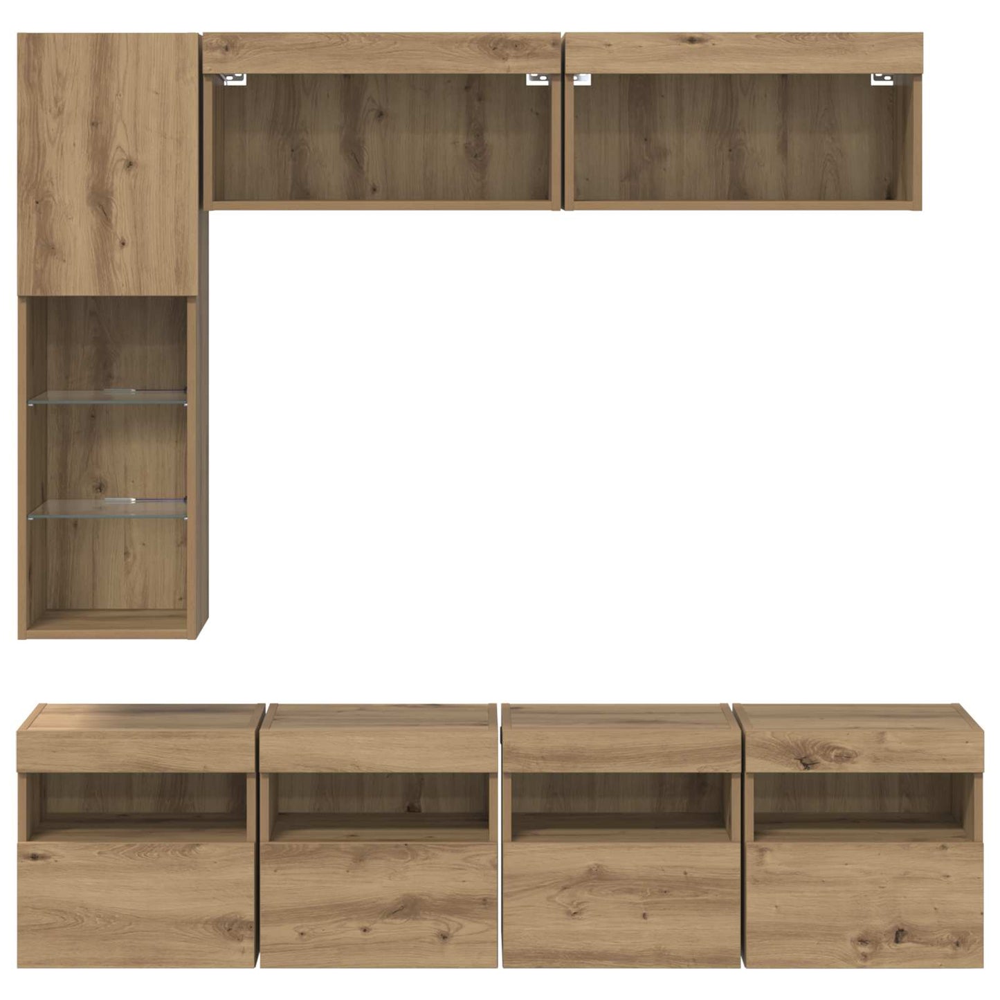 TV Cabinet with LED 7 pcs Artisan Oak Engineered Wood