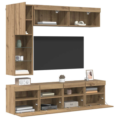 TV Cabinet with LED 7 pcs Artisan Oak Engineered Wood