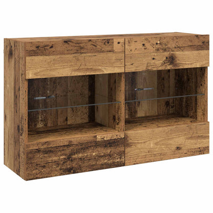 TV Wall Cabinet Set with LED 6 pcs Old Wood Engineered Wood