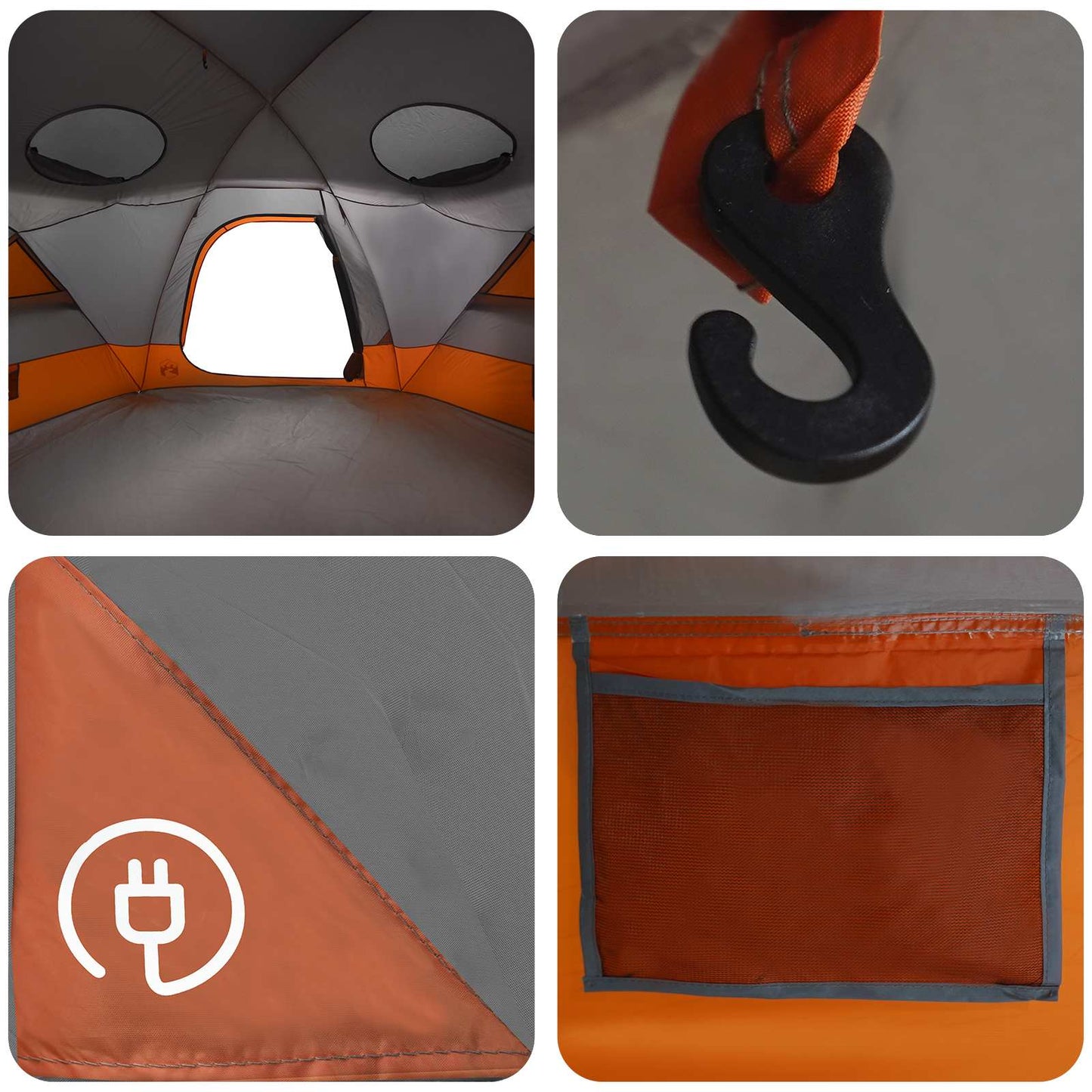 Dome Tent with Removable Rainfly Grey and Orange 8-Person