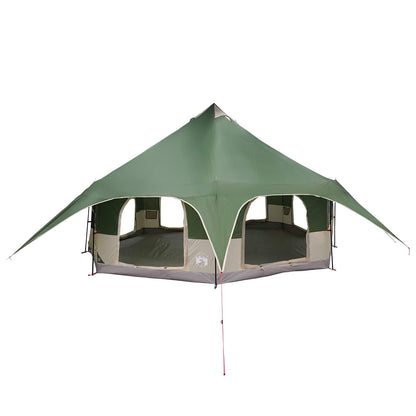Family Tent Green 10-Person 185T Polyester with PU Coating