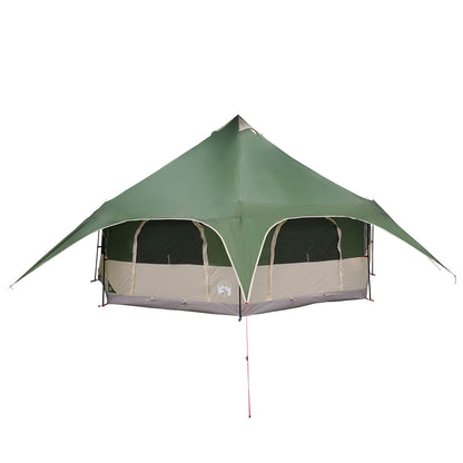 Family Tent Green 10-Person 185T Polyester with PU Coating