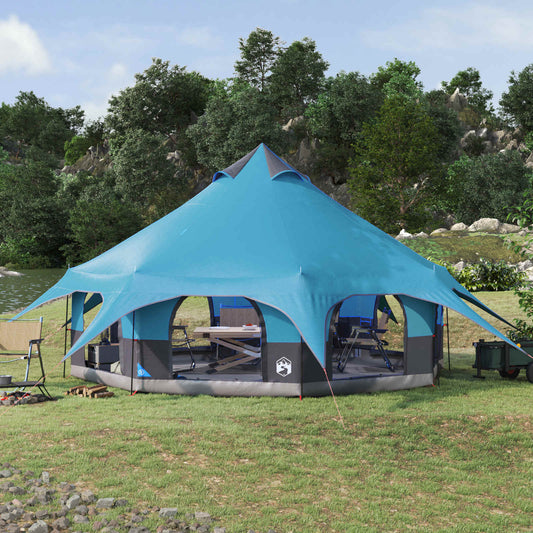 Family Tent Blue 10-Person 185T Polyester with PU Coating