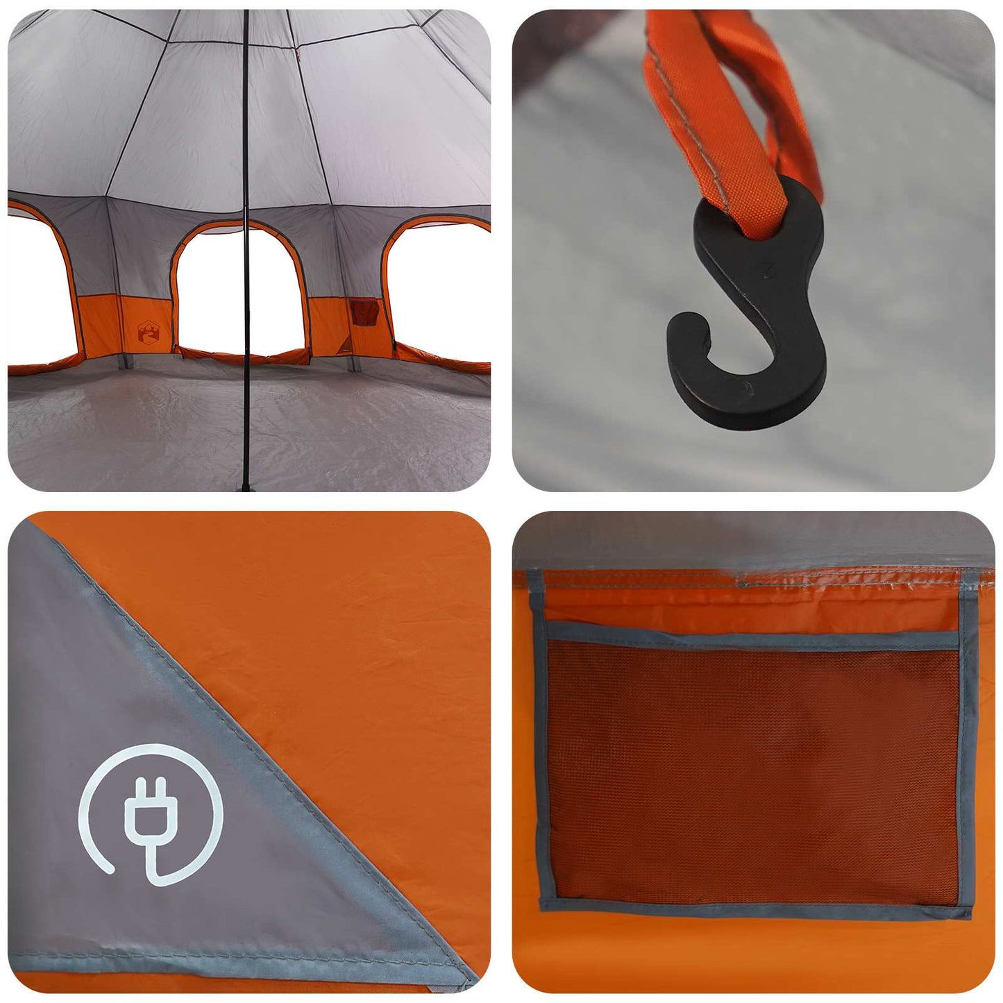 Family Tent Grey and Orange 10-Person