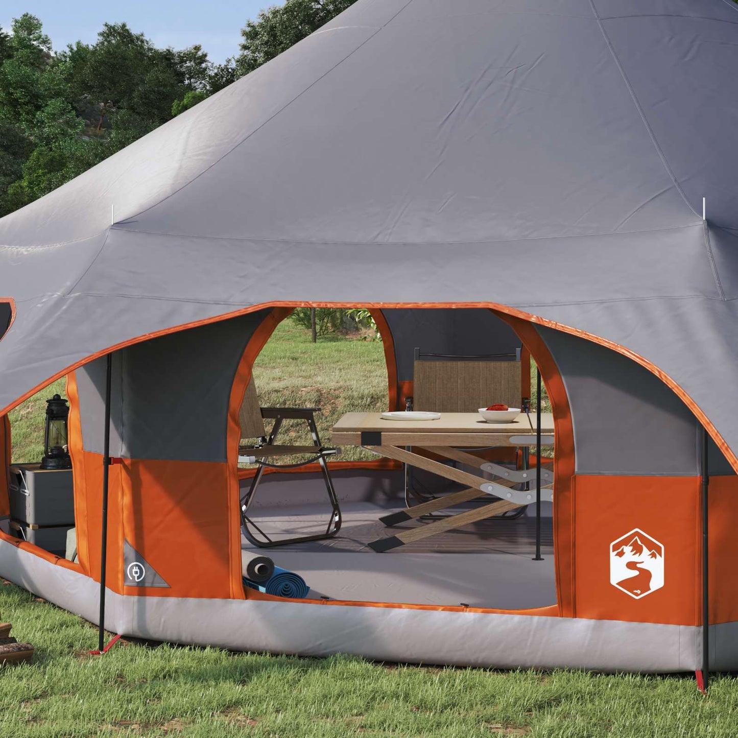 Family Tent Grey and Orange 10-Person