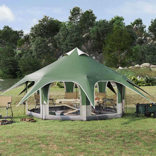 Family Tent Green 5-Person 185T Polyester with PU Coating