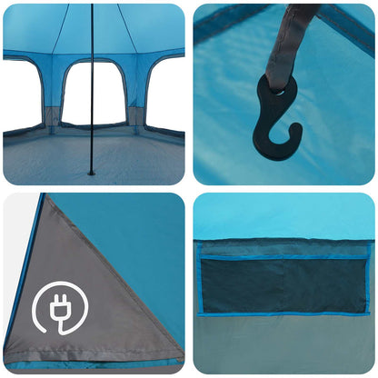 Family Tent Blue 5-Person 185T Polyester with PU Coating
