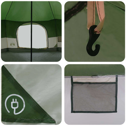 Family Tent 18-Person Green 185T Polyester with PU Coating