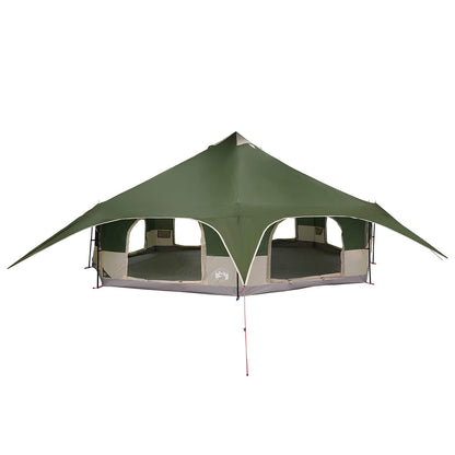 Family Tent 18-Person Green 185T Polyester with PU Coating