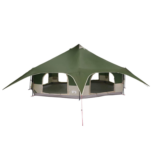 Family Tent 18-Person Green 185T Polyester with PU Coating