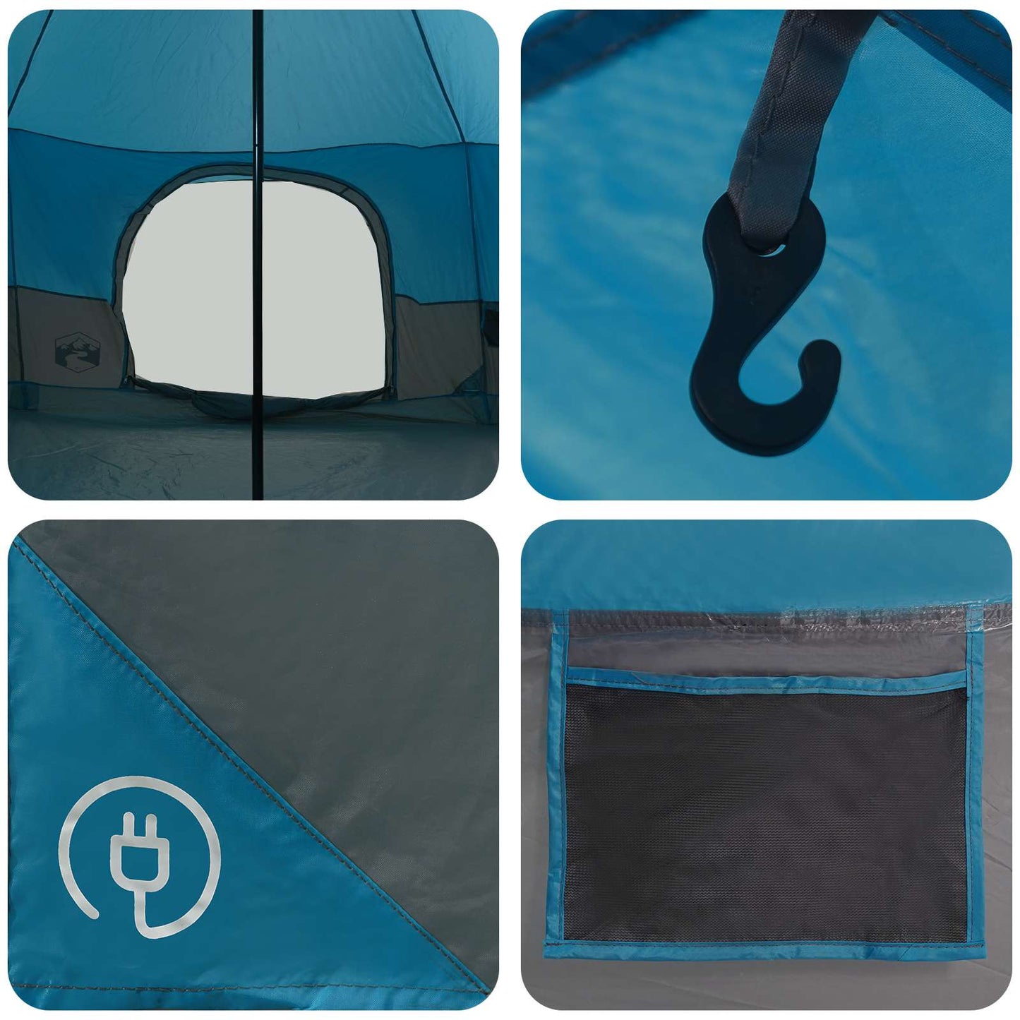 Family Tent Blue 18-Person 185T Polyester with PU Coating