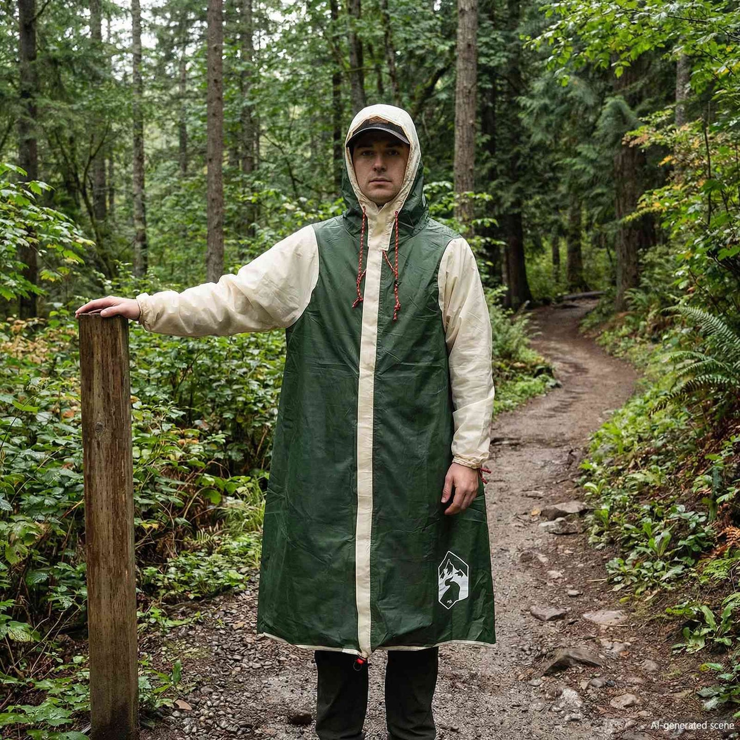 2-in-1 Rain Poncho with Hood 262 x 126 x 130 cm Green