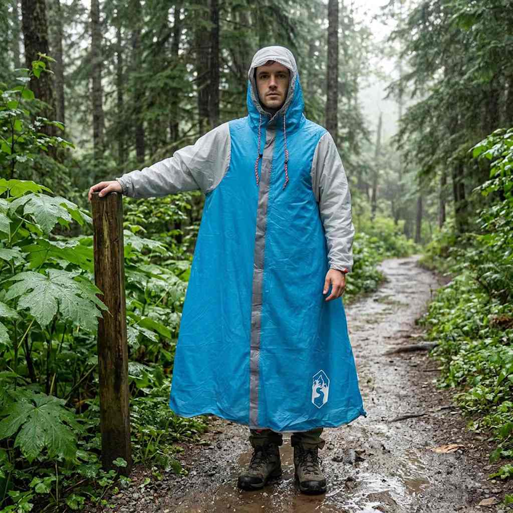 2-in-1 Rain Poncho with Hood 262 x 126 x 130 cm Blue