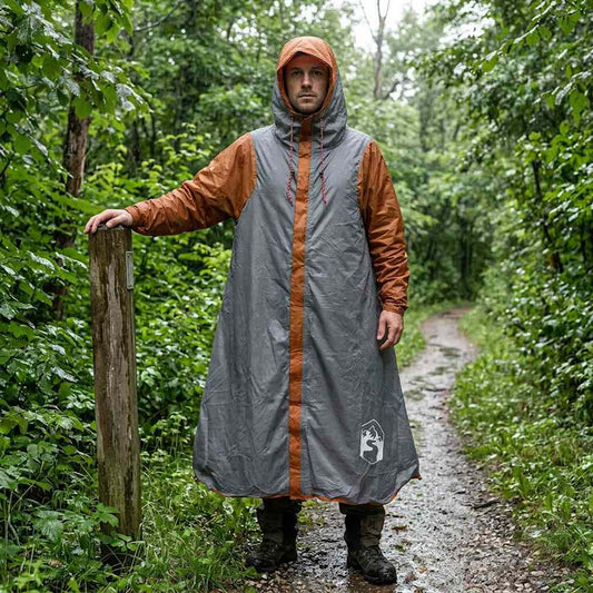 2-in-1 Rain Poncho with Hood 262 x 126 x 130 cm Grey and Orange