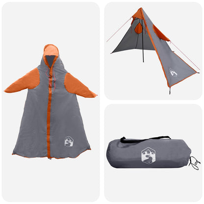 2-in-1 Rain Poncho with Hood Grey and Orange 262 x 126 x 130 cm