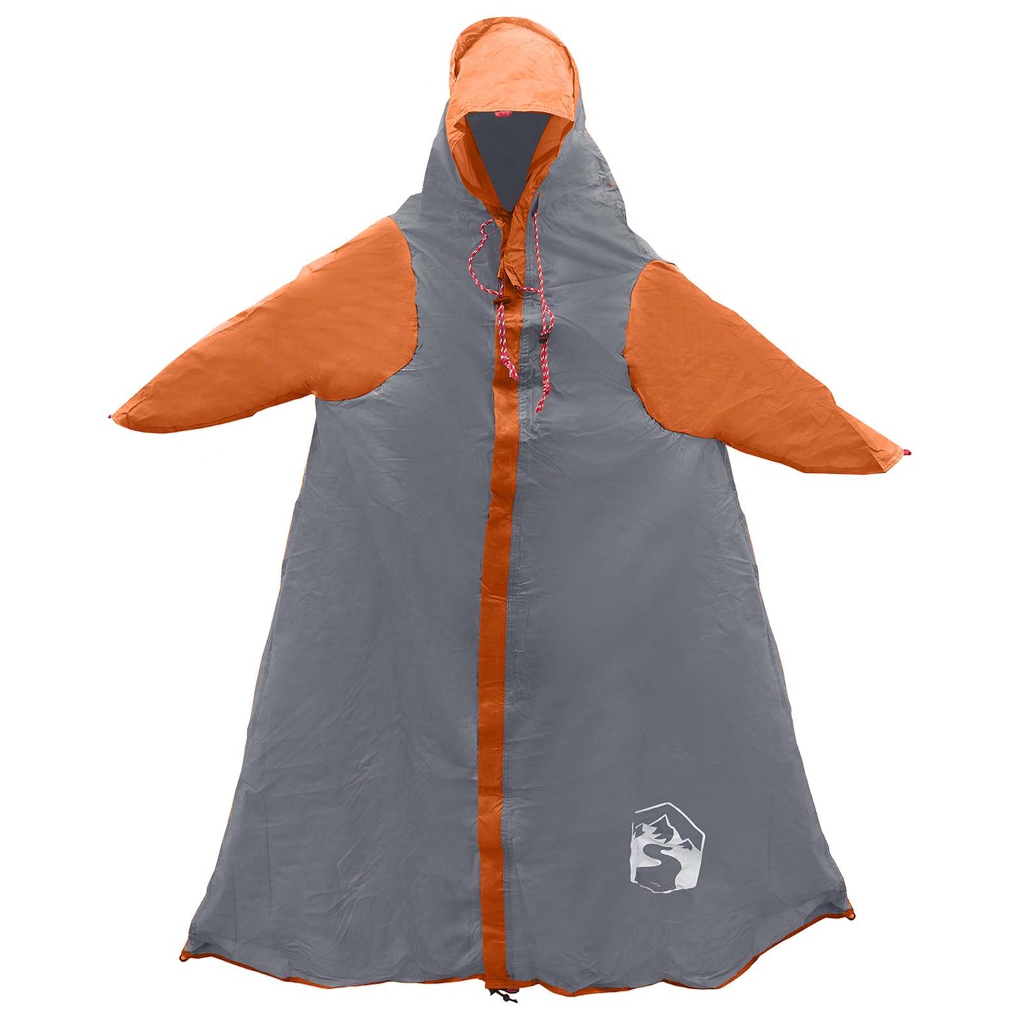 2-in-1 Rain Poncho with Hood Grey and Orange 262 x 126 x 130 cm