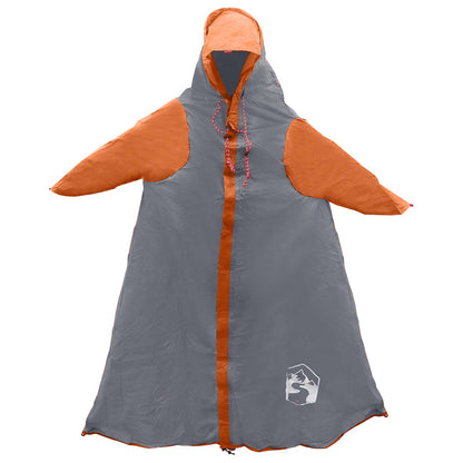 2-in-1 Rain Poncho with Hood Grey and Orange 262 x 126 x 130 cm