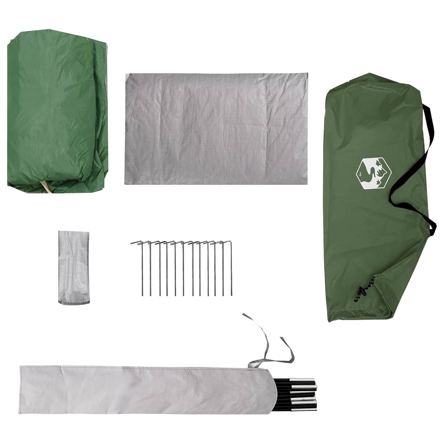 Backpacking Tent 2-Person Green 185T Polyester with PU Coating