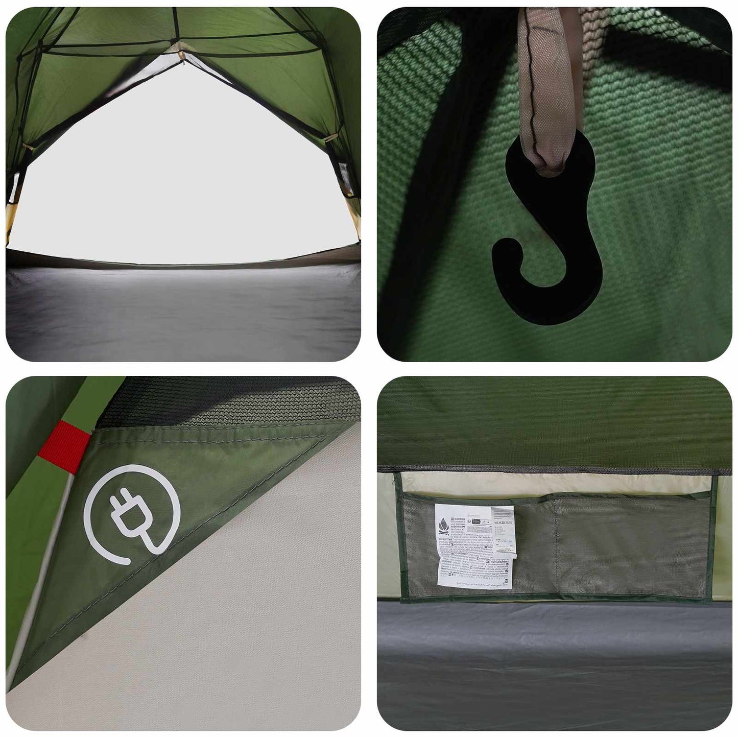 Backpacking Tent 2-Person Green 185T Polyester with PU Coating