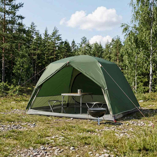 Backpacking Tent 2-Person Green 185T Polyester with PU Coating