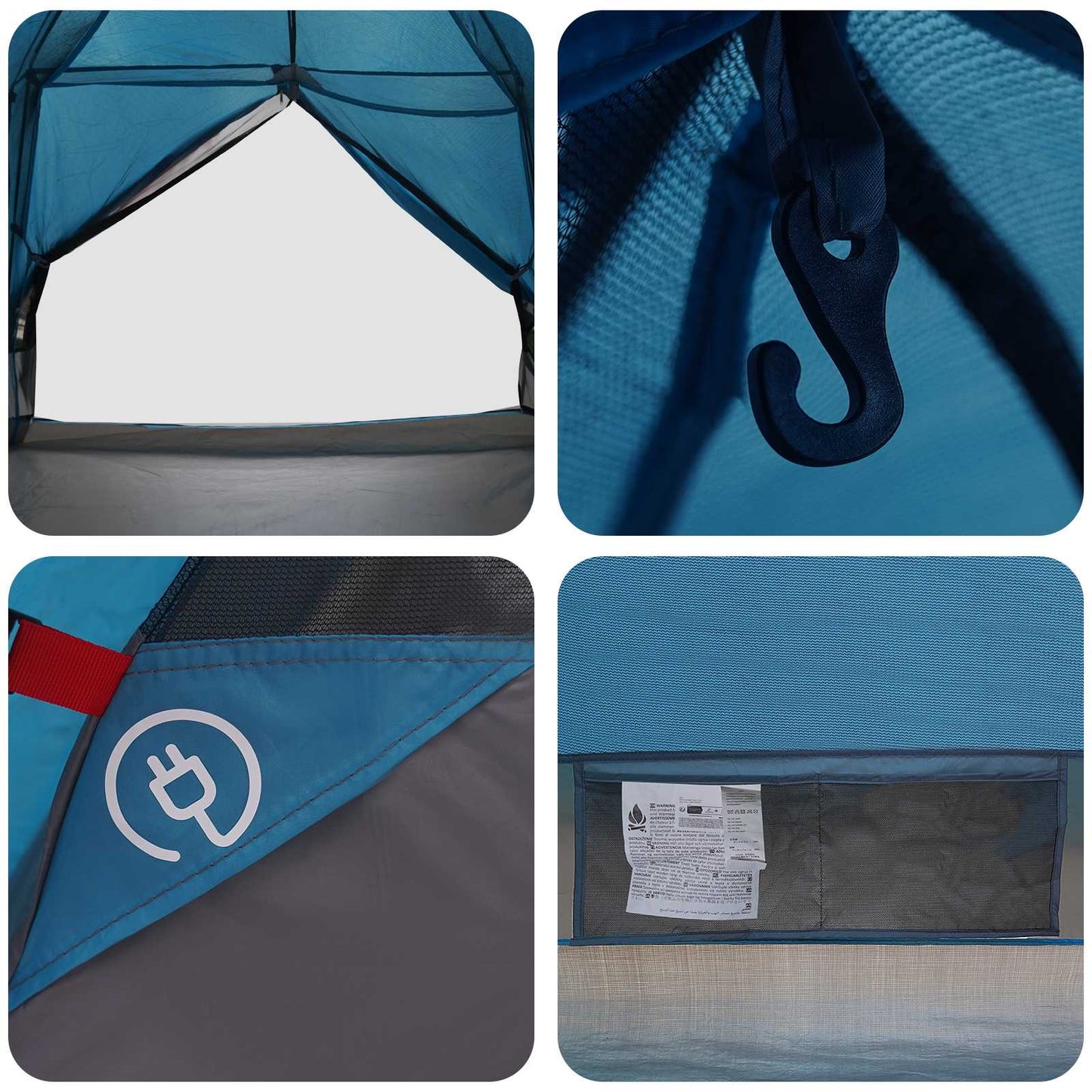 Backpacking Tent Blue 2-Person 185T Polyester with PU Coating