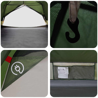 Backpacking Tent 4-Person Green 185T Polyester with PU Coating