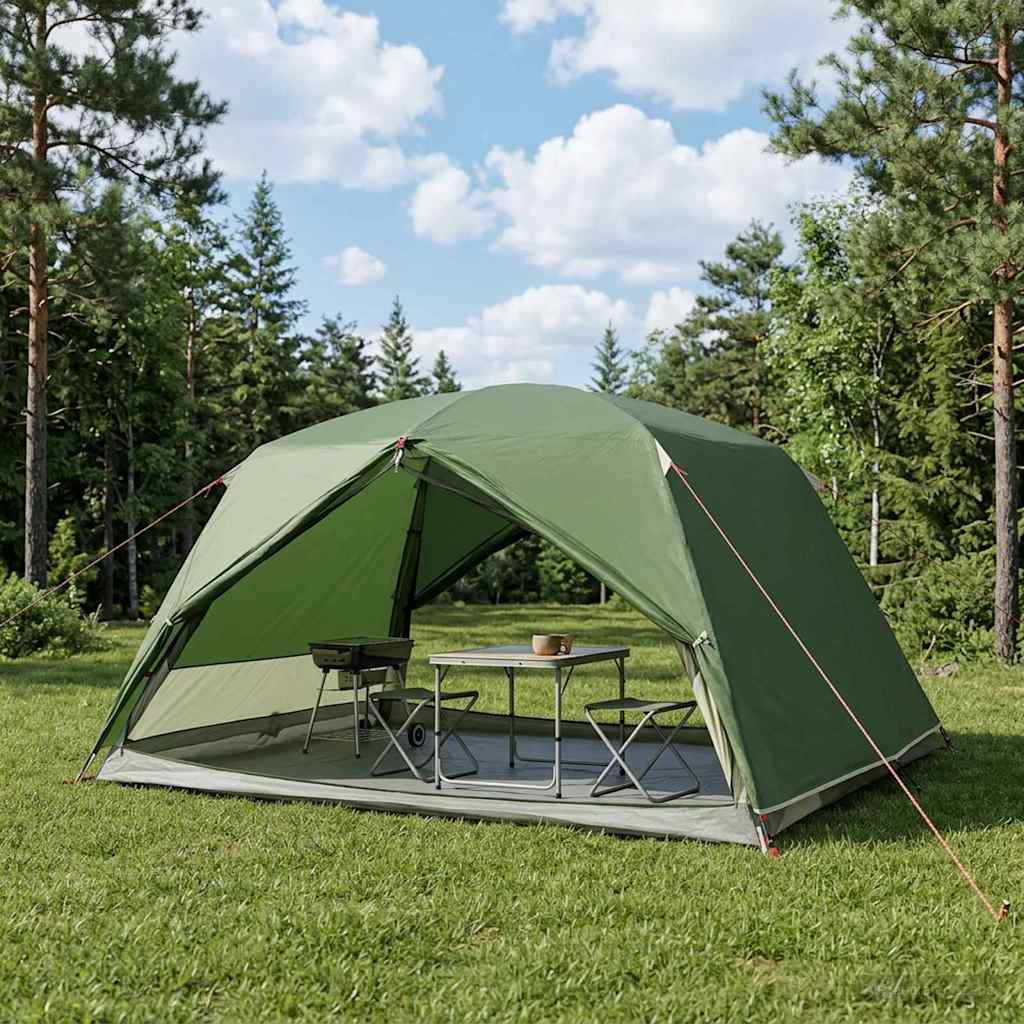 Backpacking Tent 4-Person Green 185T Polyester with PU Coating