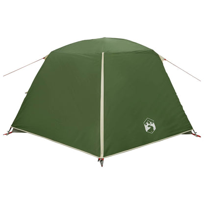 Backpacking Tent 4-Person Green 185T Polyester with PU Coating