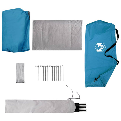 Backpacking Tent Blue 4-Person 185T Polyester with PU Coating