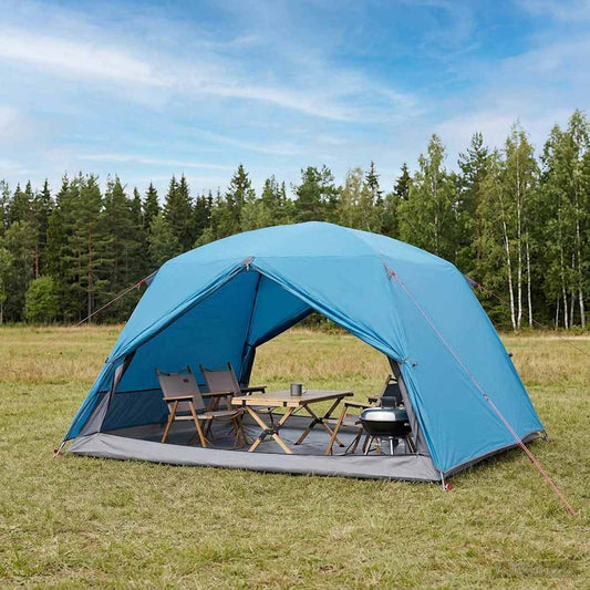 Backpacking Tent 4-Person Blue 185T Polyester with PU Coating