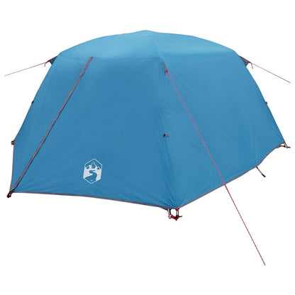 Backpacking Tent Blue 4-Person 185T Polyester with PU Coating