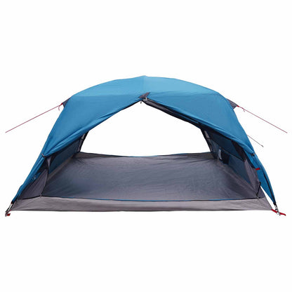 Backpacking Tent Blue 4-Person 185T Polyester with PU Coating