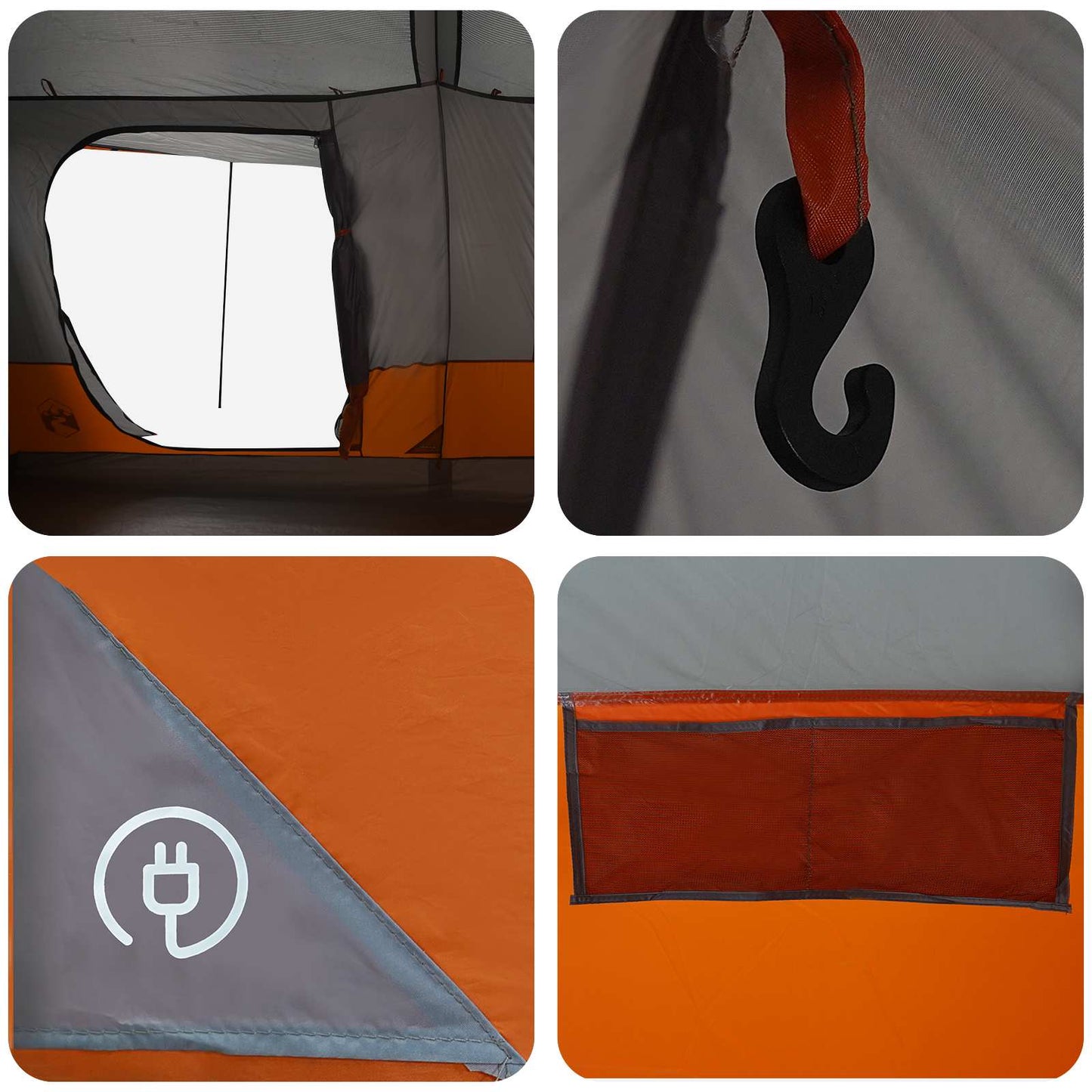 Tunnel Tent Grey and Orange 400 x 278 x 182 cm