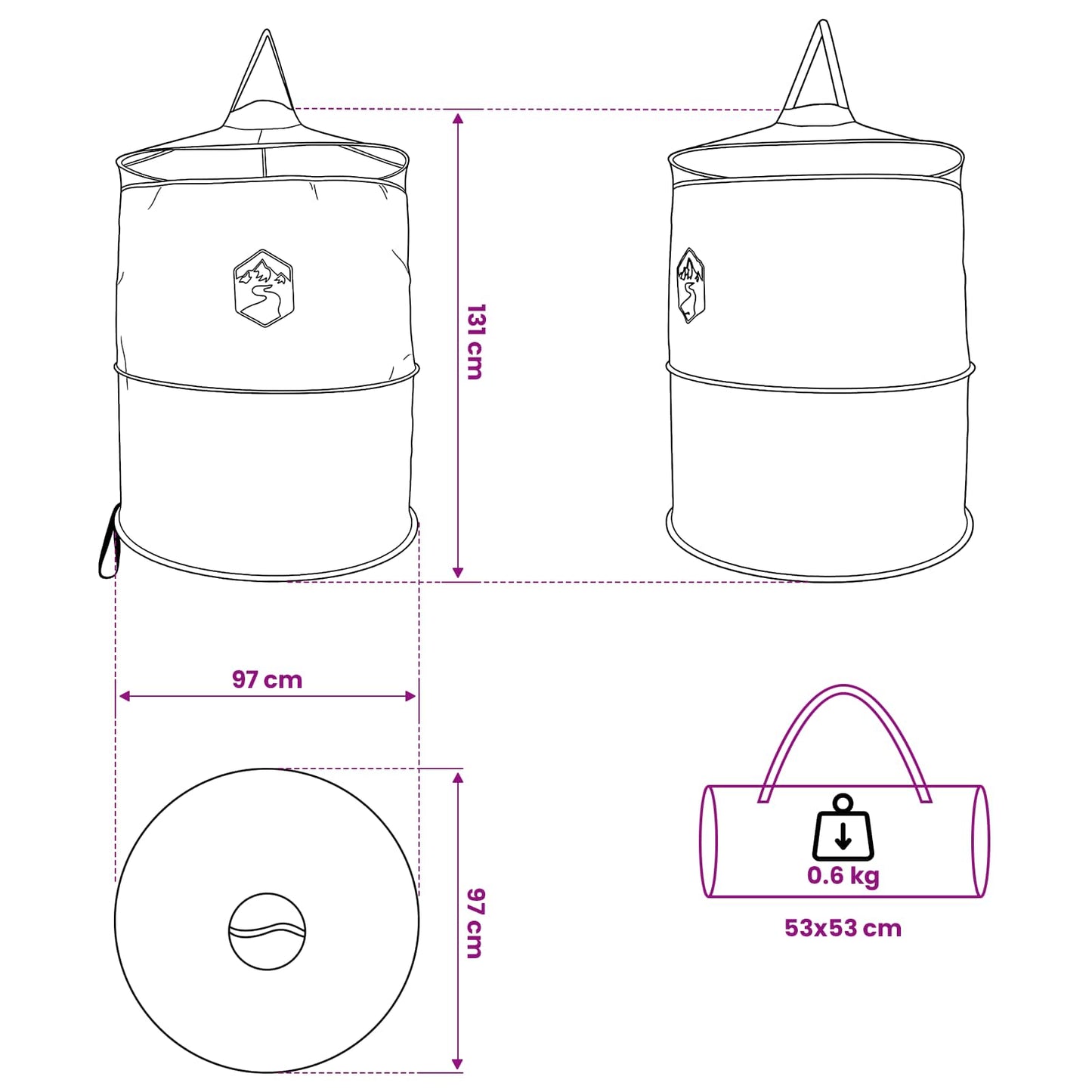 Pop-up Toilet Tent with Hanging Rope 97 x 126 cm Blue