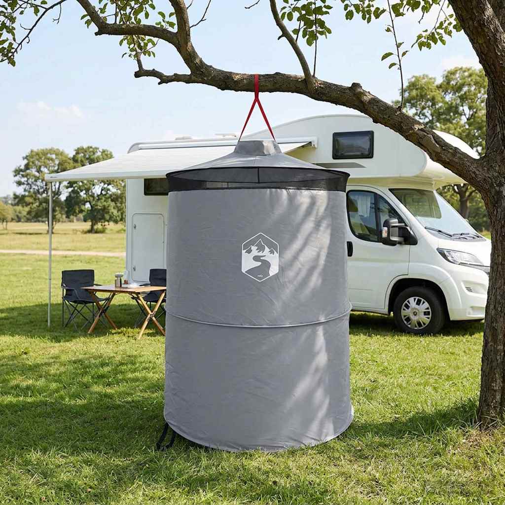 Pop-up Toilet Tent with Hanging Rope Grey and Orange