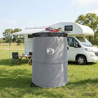 Pop-up Toilet Tent with Hanging Rope Grey and Orange