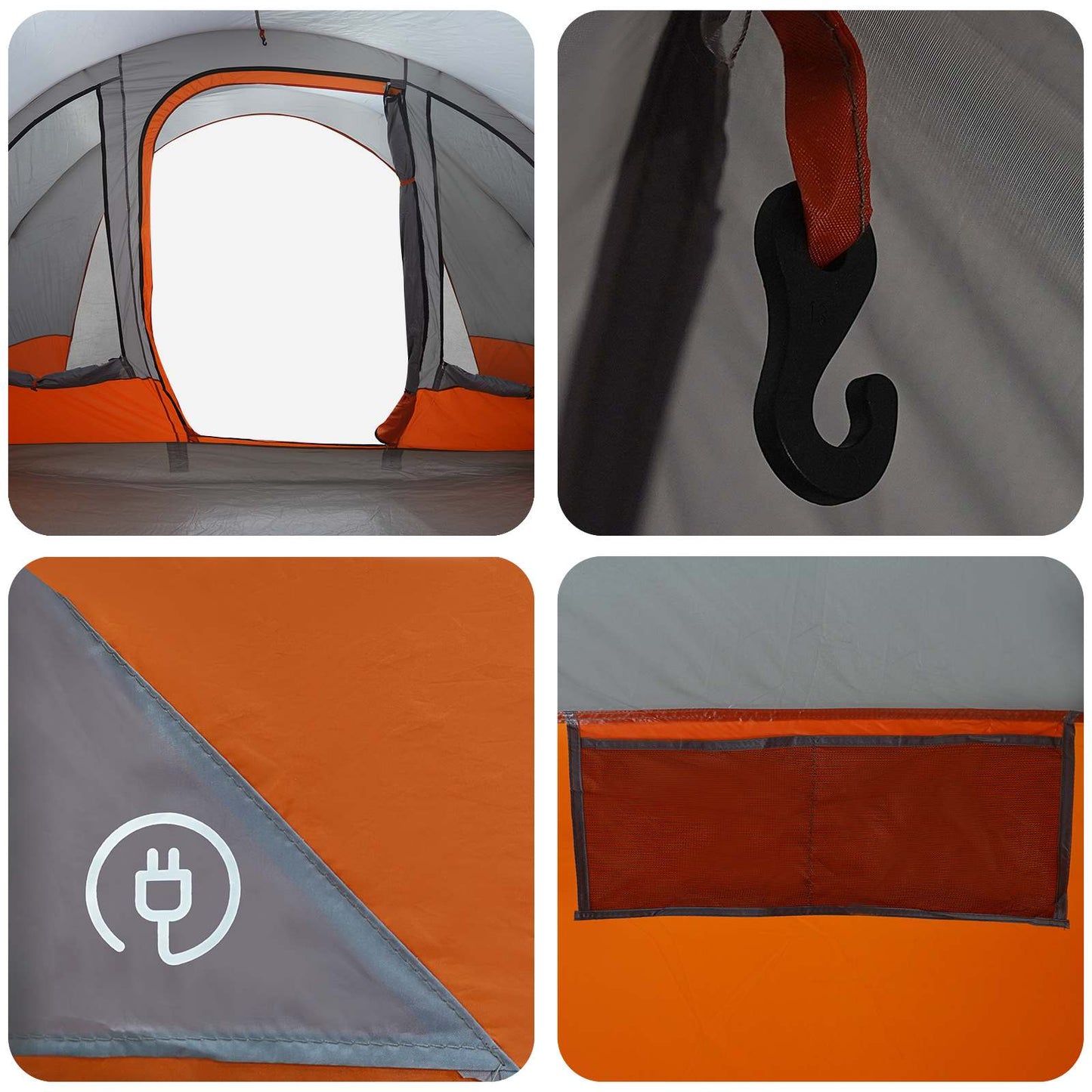 Tunnel Tent 560 x 395 x 212 cm Grey and Orange